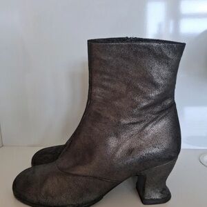 Anna Sui Shimmering Silver Heeled Boots